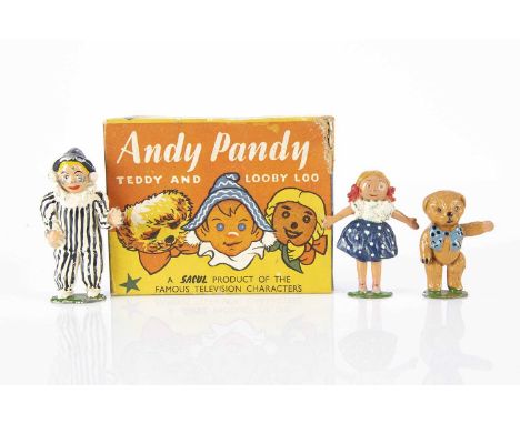A Sacul hollow-cast lead Freda Lingstrom and Maria Bird BBC Children Television’s Andy Pandy Teddy and Looby Loo 1950s, paint