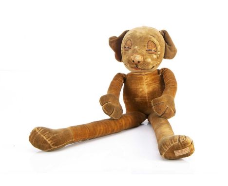 A rare Chad Valley Tango George Studdy’s Bonzo the dog 1920s, of cream velvet, pressed and stiffened face with painted featur