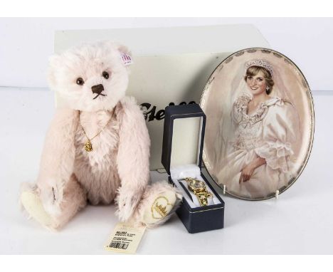 A Steiff limited edition Rose Teddy Bear, inspired by Princess Diana, 1235 of 5000 for the year 2005, with drawstring bag and