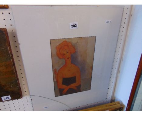 A portrait of a woman, colour drawing, signed Modigliani