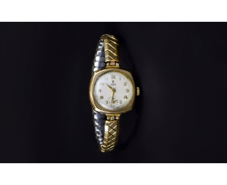 Ladies 9ct Gold Rolex Tudor Wristwatch,  Round Enamelled Dial With Arabic Numerals & Subsidiary Seconds, Fully Hallmarked 9ct