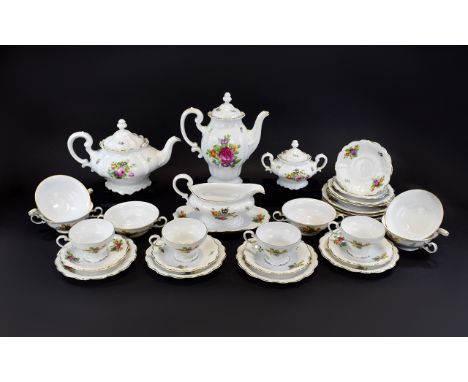 Rosenthal Pompadour Tea Service 30 Pieces Comprising Cups, saucers, Side Plates, Tea & Coffee Pot etc