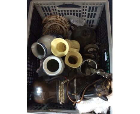 Mixed Lot of Oddments and Ceramics, Including Flatware, Pewter Teapot, Oriental Vases & Plates etc. 