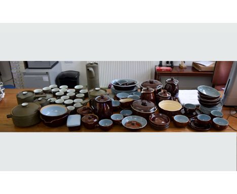 A Quantity of Denby to include Part Coffee Service to include teapot, coffee pot, cups, cooking pots etc. Together with Denby