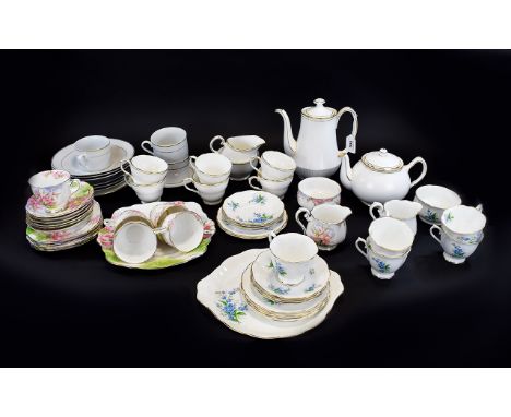 3 Part Tea Service, Comprising Royal Albert Forget Me Not ( 19 ) Pieces, Royal Albert Blossom Time ( 19 ) Pieces and Duchess 
