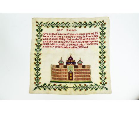 A Mid Victorian Unframed Nice Quality Sampler, Titled ' My Father ' Colours Strong. Good Overall Condition, No Repairs or Dam