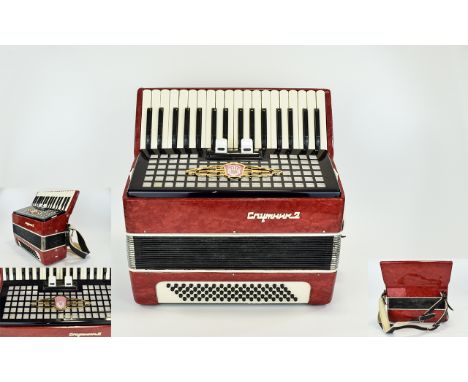 Russian Made Vintage - Chromatic Akkopa Piano / Button Accordion, Features 80 Press Buttons with Original Russian Label - Ple