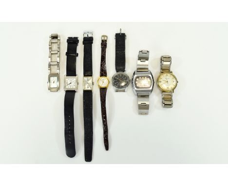 A Collection of Gents Vintage Wrist Watches ( 7 ) In Total. Various Makers - Includes Accurist 21 Jewels, Seiko, Timex - 1950