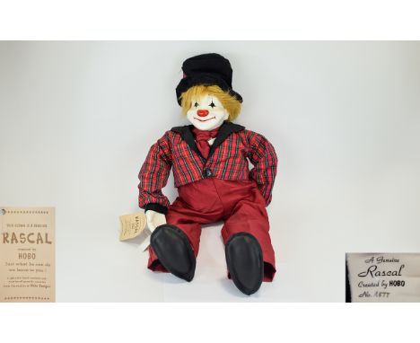 A Vintage - Ceramic Genuine Clown Japanese Figure / Doll ' Rascal ' by Hobo. Complete with Original Label. 27 Inches High. 