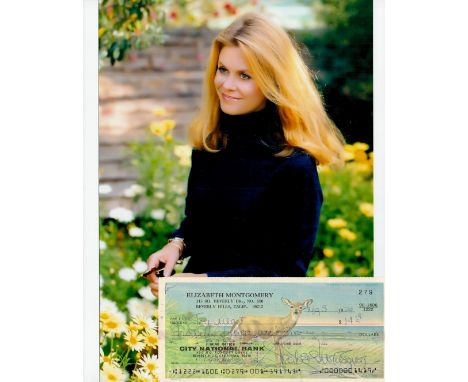 Elizabeth Montgomery signed cheque with 10x8 colour photograph. This personalised cheque is dated August 3rd, 1974. Montgomer