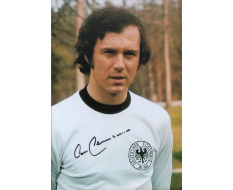 Football, Franz Beckenbauer signed 12x8 colour photograph Beckenbauer, about this sound audio born 11 September 1945 is a Ger