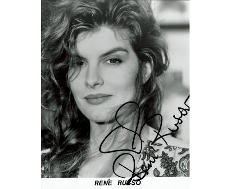 Rene Russo signed 10x8 black and white promo photograph. Russo] is an American actress and model. She began her career as a f