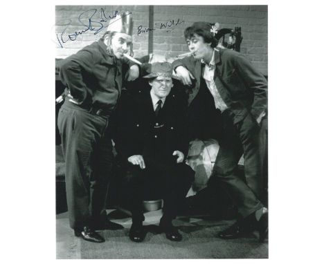 Porridge, Ronnie Barker and Brian Wilde signed 10x8 black and white photograph. Porridge is a British sitcom, written by Dick