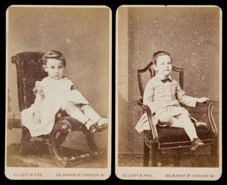 A fine pair of cartes-de-visite with portraits of the cricketer W G Grace's infant sons William Gilbert Jnr. and Henry Edgar 