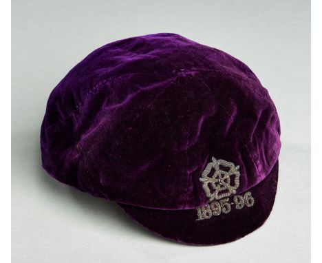 Tommy Crawshaw purple England v Scotland cap 1895-96,fine conditionThomas Henry "Tommy" Crawshaw (1872-1960) was born in Shef