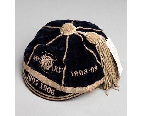 W. Kennedy's Dungannon Rugby Union Club 1st XV cap first awarded in 1905-06,named inside, with club monogram and inscribed 1s