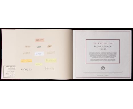 A unique autographs edition of "The Bodyline Tour, England v Australia, 1932-33", a portfolio of replica archive materials fr