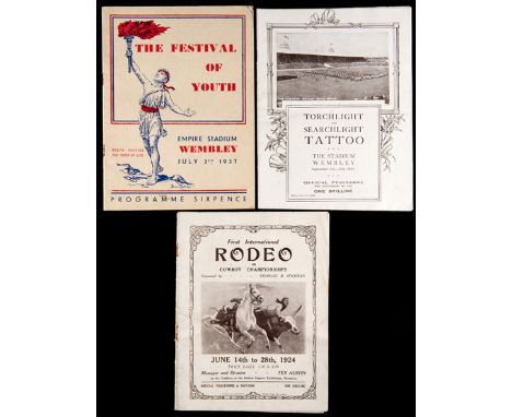 Three programmes for events held at Wembley Stadium,First International Rodeo or Cowboy Championship 14th to 28th June 1924; 