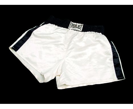 The Everlast boxing trunks worn by Muhammad Ali during his World Heavyweight Title fight v Jimmy Young on 30th April 1976 in 