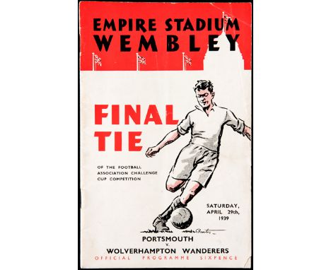 F.A. Cup Final programme Portsmouth v Wolverhampton Wanderers 29th April 1939,light folds, otherwise good
