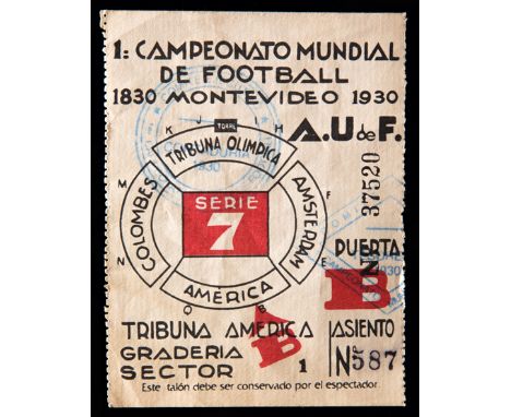 1930 World Cup ticket stub for the Uruguay v Yugoslavia semi-final played at the Centenary Stadium 27th July
