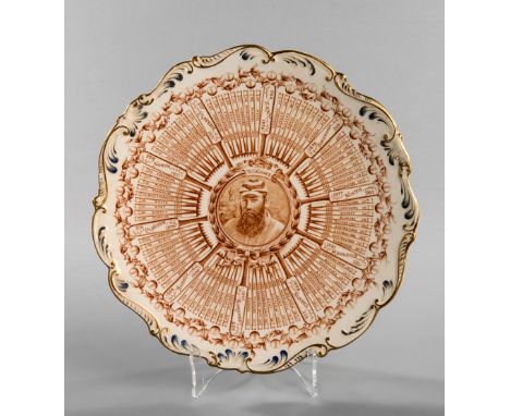 Coalport porcelain plate commemorating W.G. Grace's Century of Centuries 1866 to 1895,transfer printed in brown with a centra