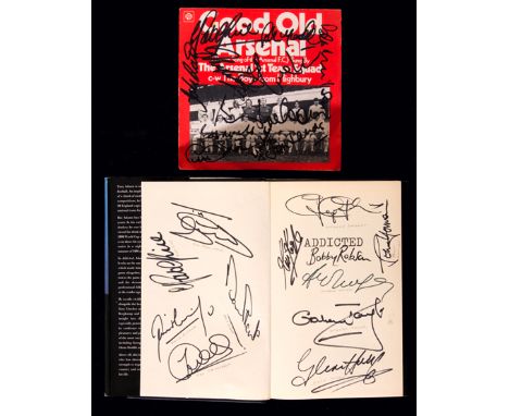 Multi-signed copy of Tony Adams's autobiography "Addicted",signed by Adams, Manninger, Vieira, Parlour, Vivas, Upton, Boa Mor