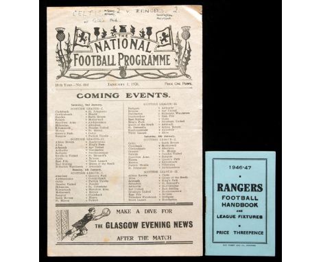 Scottish National Football Programme 1st January 1926,covering all the Scottish League fixtures, the original owner was evide