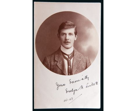 Portrait postcard signed by the footballer Evelyn Lintott in May 1907,signed in ink, "yours sincerely, Evelyn H. Lintott, 05-