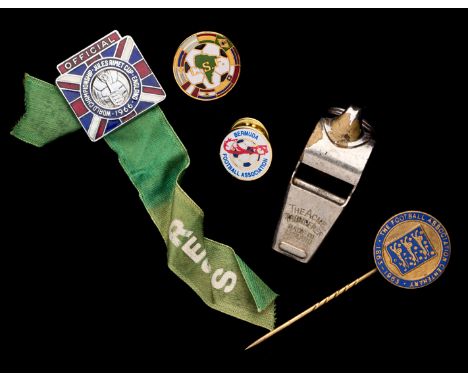 Football memorabilia,comprising: a rare 1966 World Cup official press badge, the badge with Union Jack enamelling and inscrib