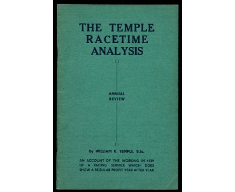 Temple (William K.) The Temple Racetime Analysis Annual Review of 1939,original green wrappers, a very scarce publication and