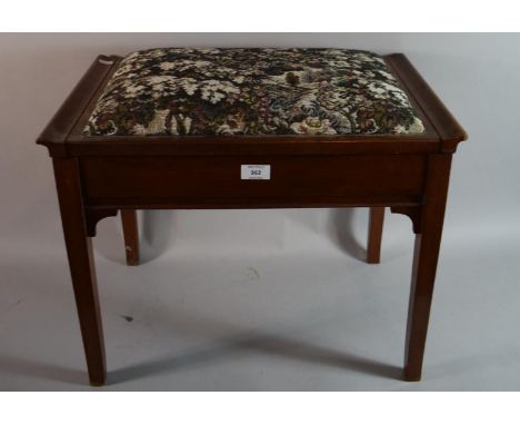 A Mid 20th Century Mahogany Piano Stool with Tapestry Upholstered Lid, 57cm Wide 