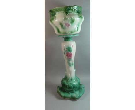 A Modern Glazed Ceramic Jardiniere on Stand, 78cm high 