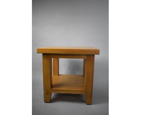 A Modern Light Oak Square Topped Two Tier Coffee Table, 50cm Wide 