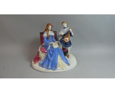 A Royal Worcester Limited Edition Figure Group, Sweet Lady Fair, No. 142/950, Mandolin Detached but Present 