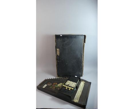 A Vintage German Autoharp with Floral Decoration, 54cm High 