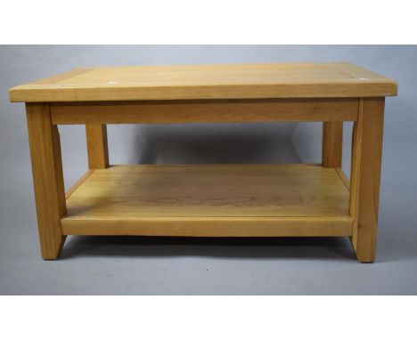 A Modern Rectangular Light Oak Two Tier Coffee Table, 90cm Wide 