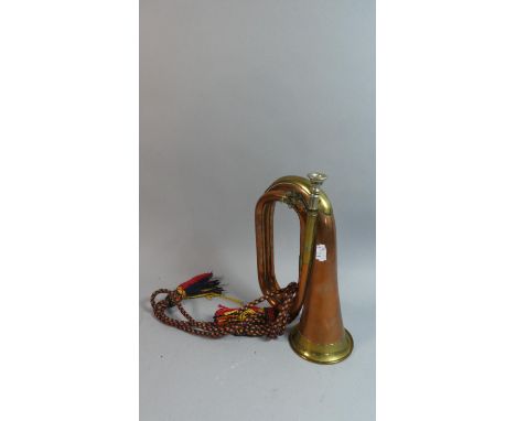 A Brass Mounted Copper Military Style Bugle, 27.5cm High 