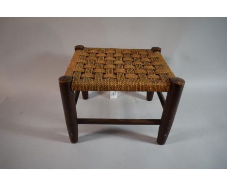 A Small Rectangular Rush Topped Stool, 31cm Wide 