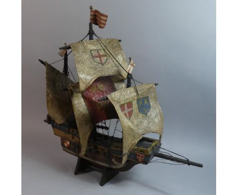 A Vintage Model of a Three Masted Trading Vessel, "Good Hope AD 1520", 50cm Long 