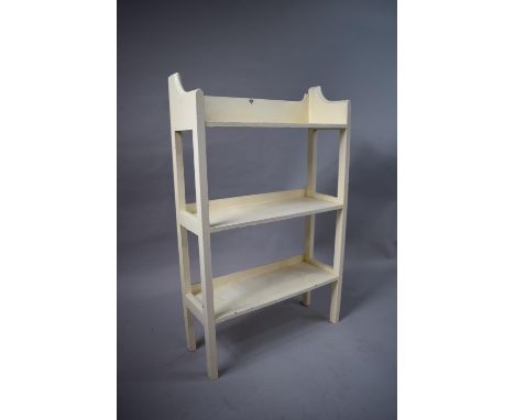 A White Painted Three Shelf Open Bookcase with Galleried Top, 55cm Wide 