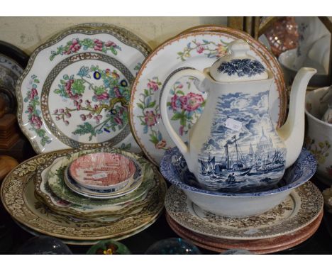 A Collection of Various Plates to Include Wavy Rimmed Coalport Indian Tree, Pair of Coalport Pembroke Pattern Plates, Spode B