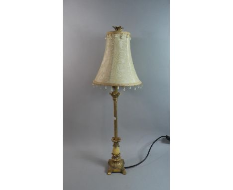 A Gilt French Style Table Lamp with Shade, 70cm High 