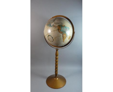 A Replogle 12" Diameter Classic Globe on Bobbin Support 78cm High 