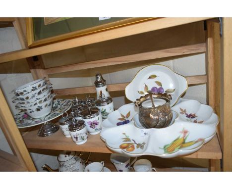 ROYAL WORCESTER EVESHAM PATTERN HORS D'OEUVRES DISH, VARIOUS EGG CODDLERS ETC
