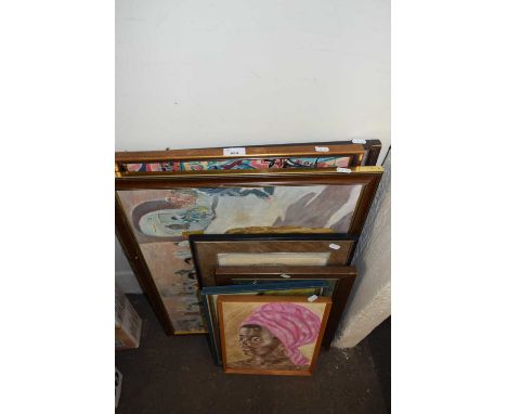 MIXED LOT OF VARIOUS PICTURES TO INCLUDE OIL ON BOARD PORTRAIT, PLUS A OHIO SENATE CERTIFICATE FOR DIPLOMATIC SERVICE TO THE 