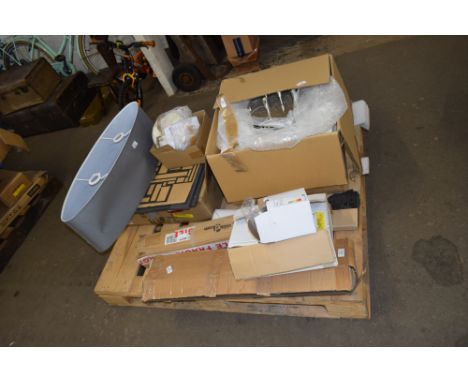 PALLETS VARIOUS FLAT PACK ITEMS, LIGHT FITTINGS ETC