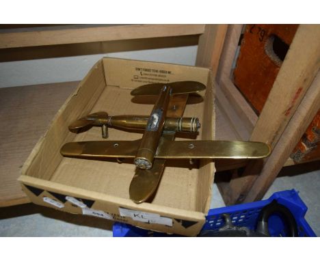 TWO VINTAGE BRASS MODEL PLANES