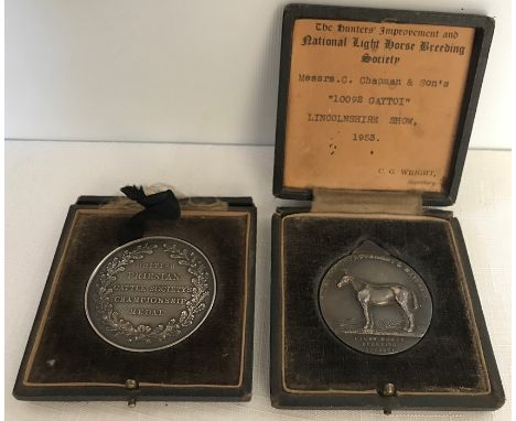 Two prize medals to include a silver British Friesian Cattle Society Championship medal, Bakewell show 1947 to C.Chapman with