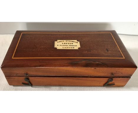 A mahogany cased Sikes's hydrometer Loftus 6 Beaufoy Terrace London, brass weights, thermometer. Condition ReportGlass broken